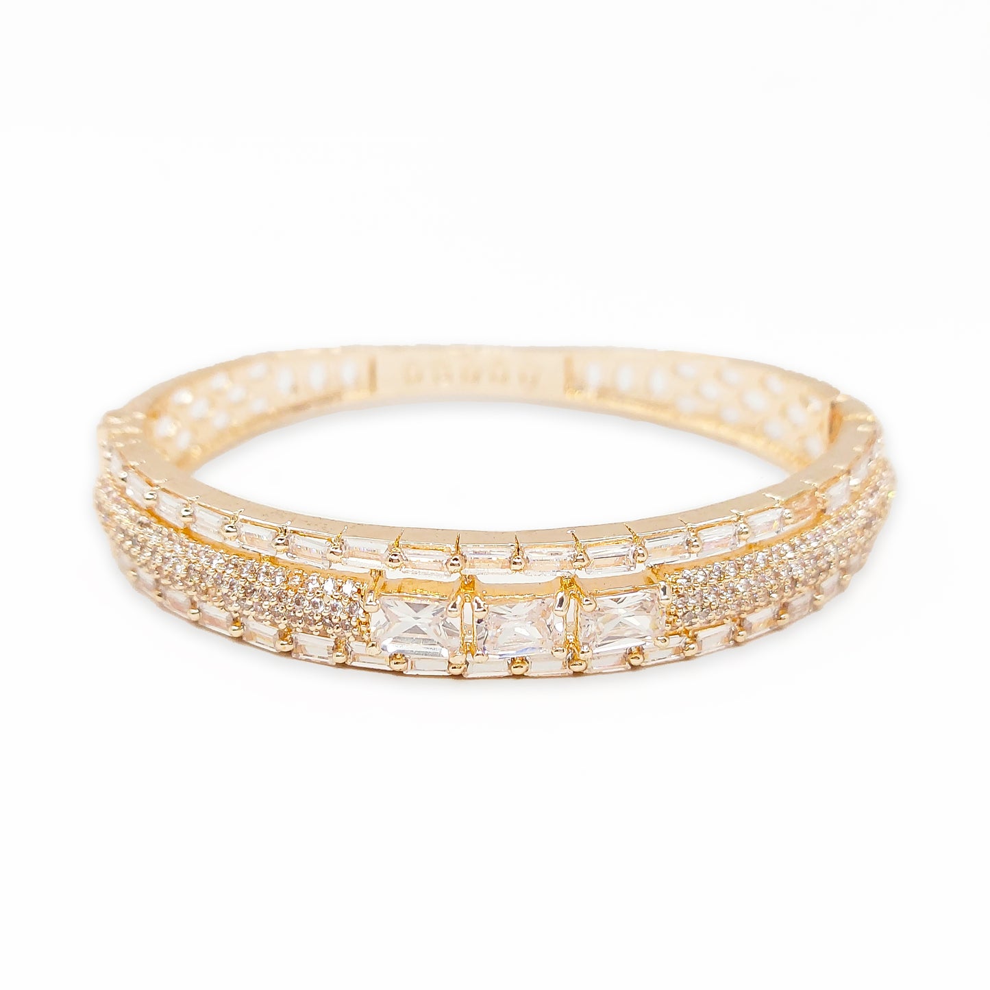 Rose Gold Plated Zircon American Diamond Studded Sparkling Kada Bracelet