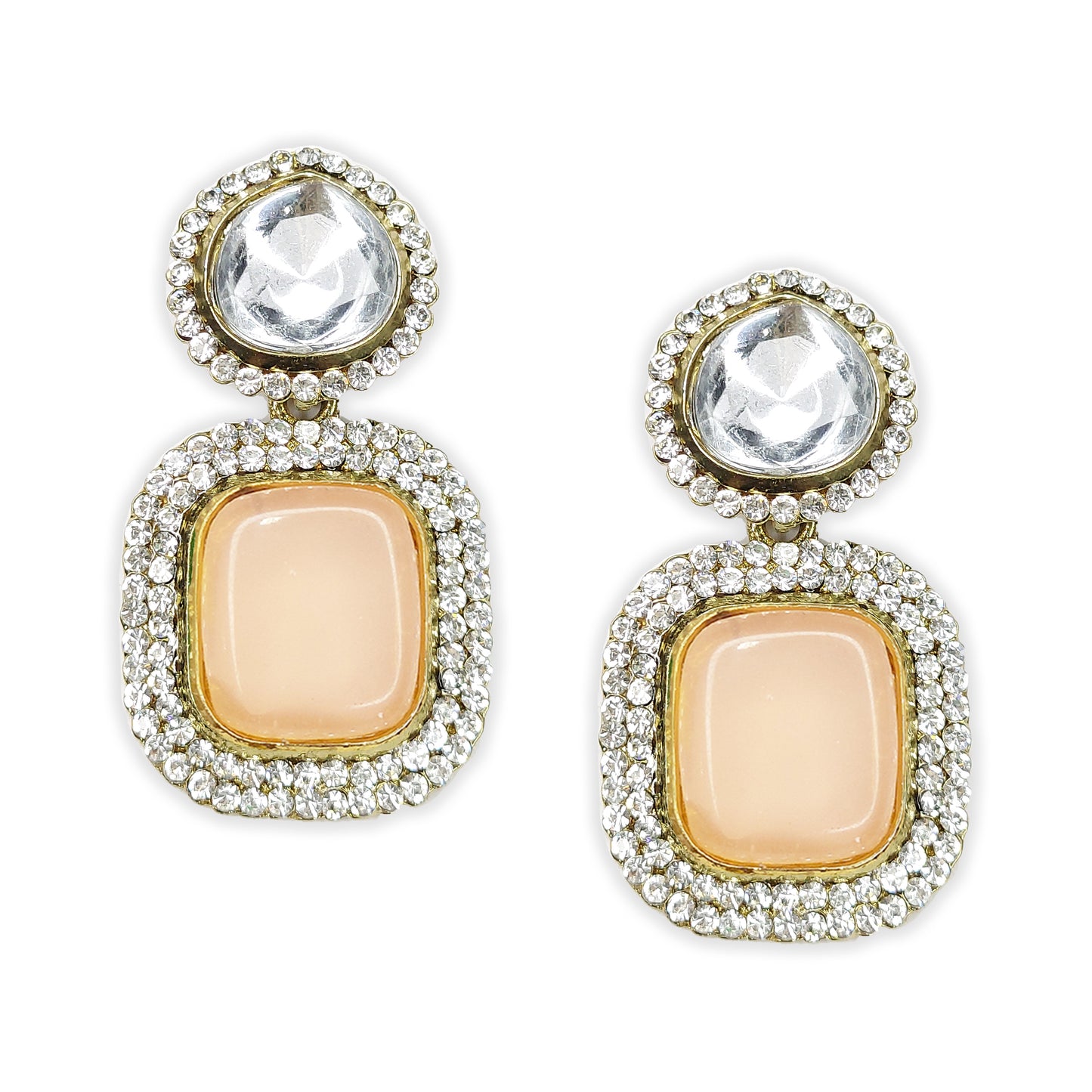 Designer Monalisa Austrian Diamonds with Golden Black Polish Dangler Earrings