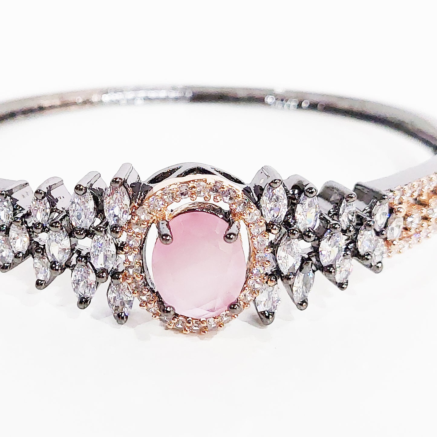 Victorian & Rose Gold Plated American Diamond Studded Kada Bracelet