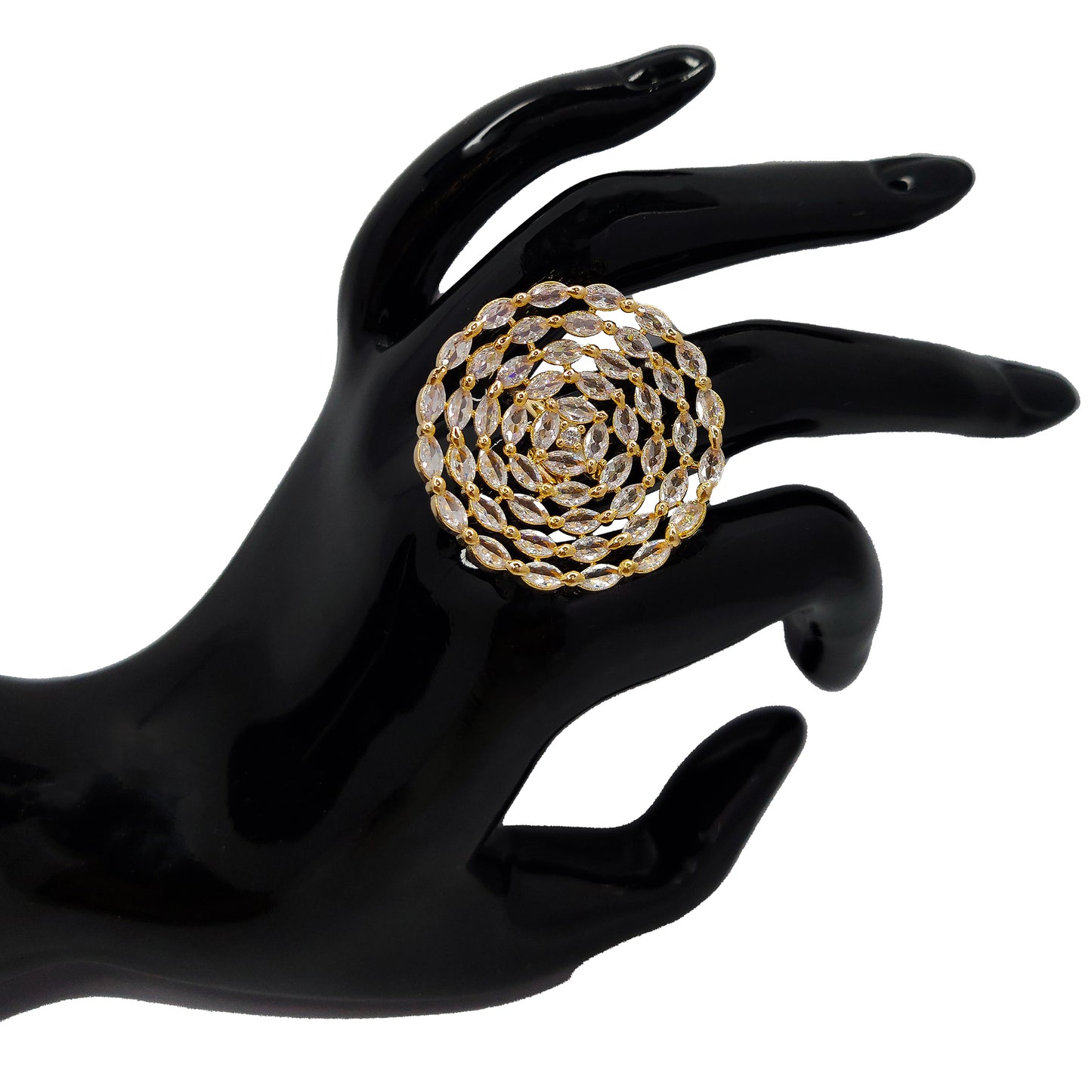 Rose Gold Plated American Diamond Studded Adjustable Finger Ring