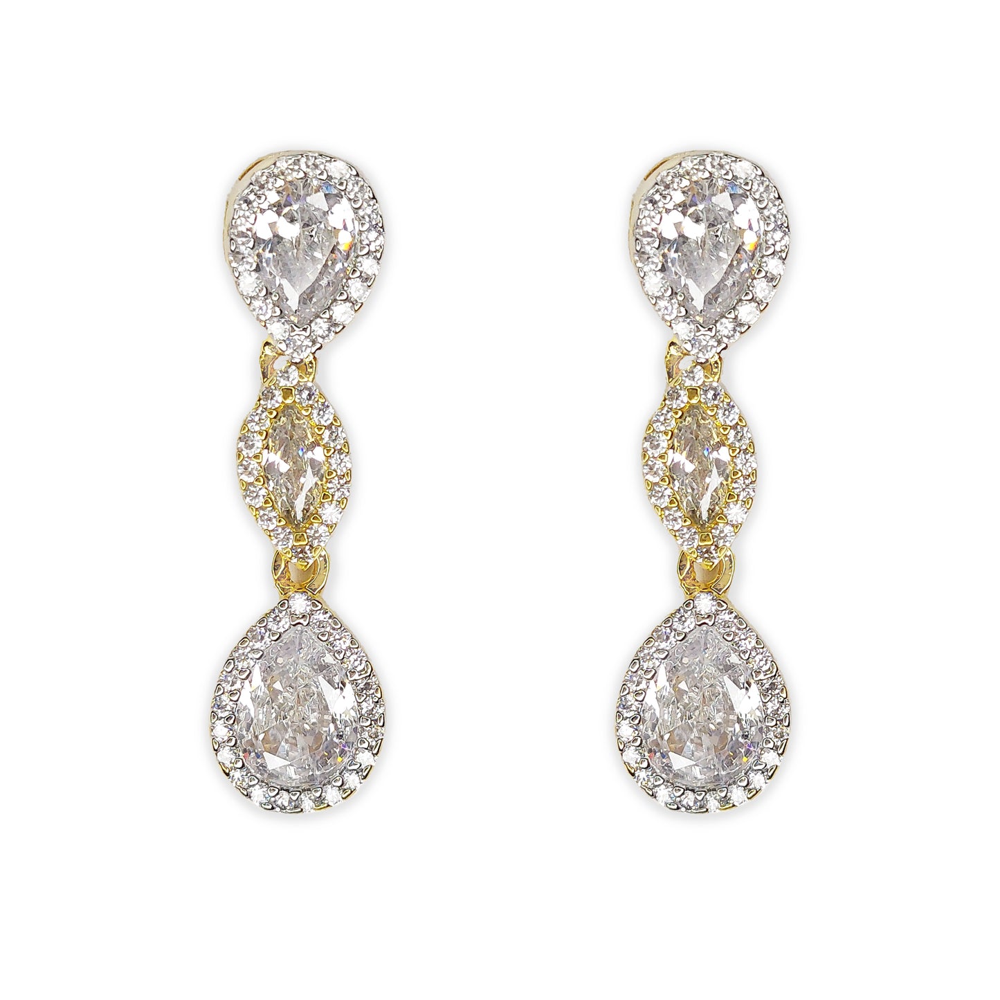 Gold Plated Elegant American Diamond Studded Leaf Shaped Necklace with Earring Jewellery Set
