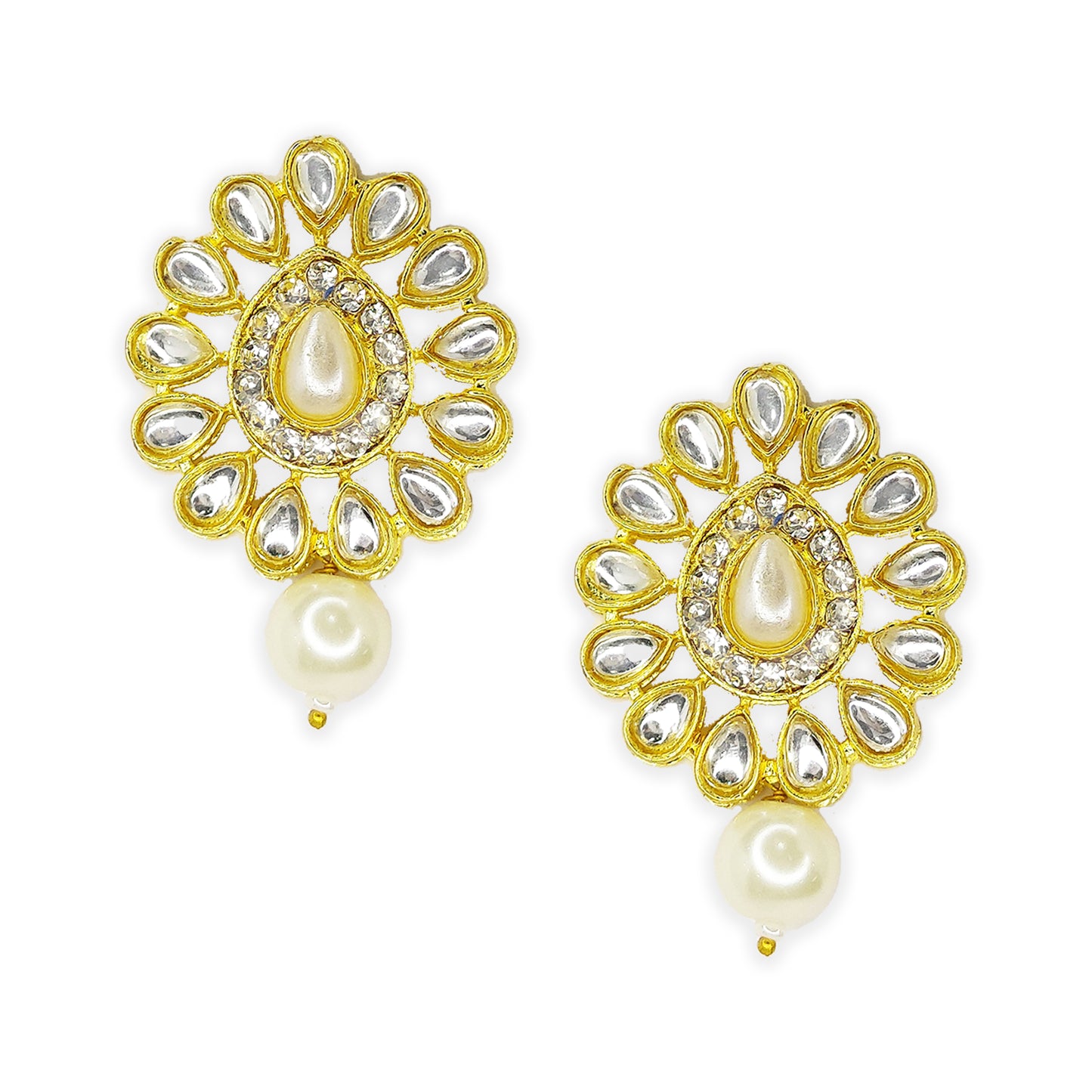 Gold Plated Stunning Pearl Embellished Kundan Choker Jewellery Set