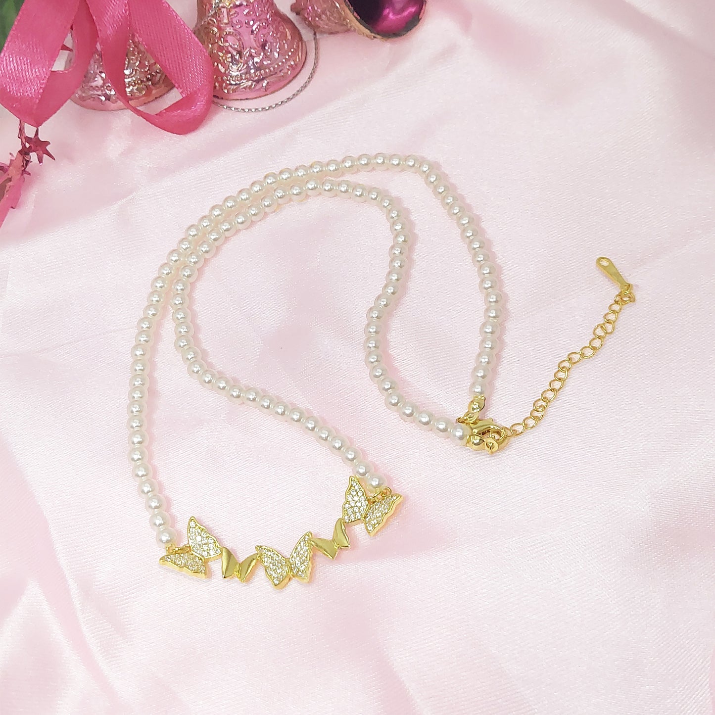 Gold Plated Anti Tarnish Butterfly Mother of Pearls Pendant