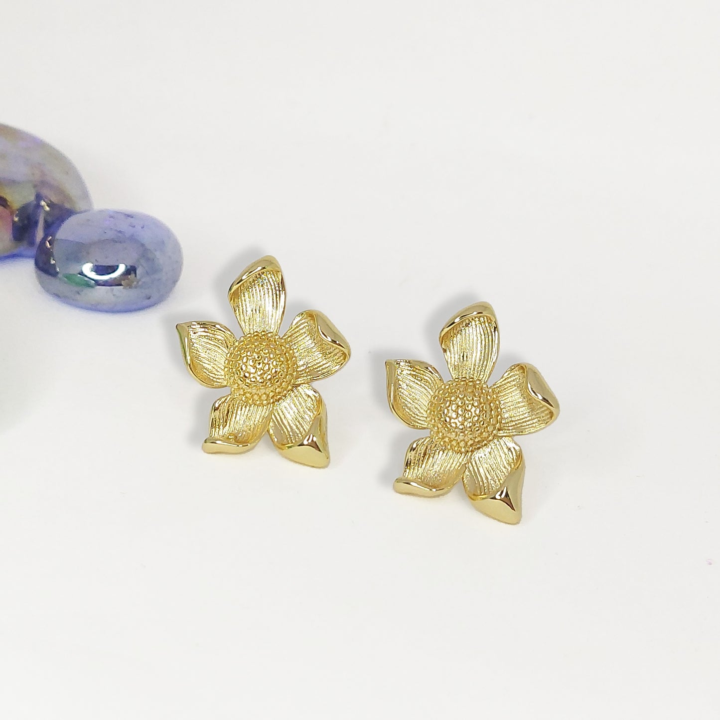 Gold Plated Anti Tarnish beautiful Floral Stud Earrings