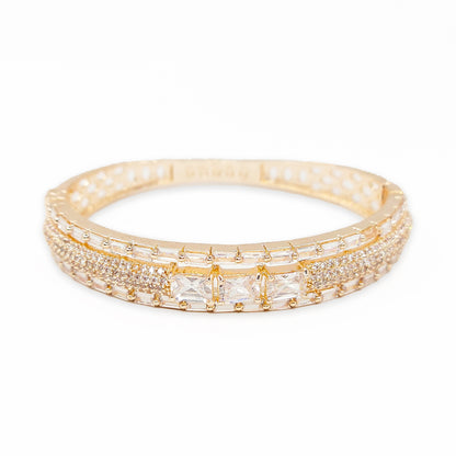 Rose Gold Plated Zircon American Diamond Studded Sparkling Kada Bracelet