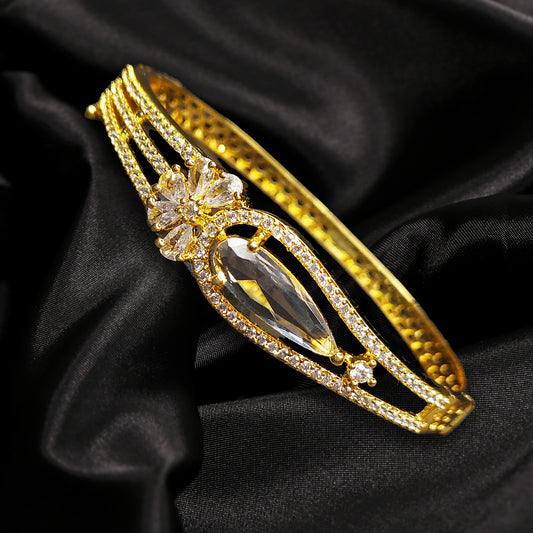 Gold Plated Zircon Contemporary American Diamond Studded Bracelet