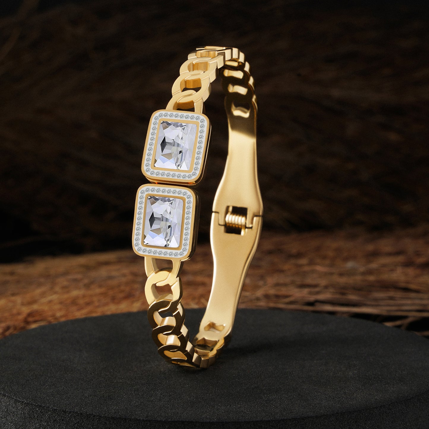 Gold Plated Zircon Contemporary American Diamond Anti Tarnish Bracelet