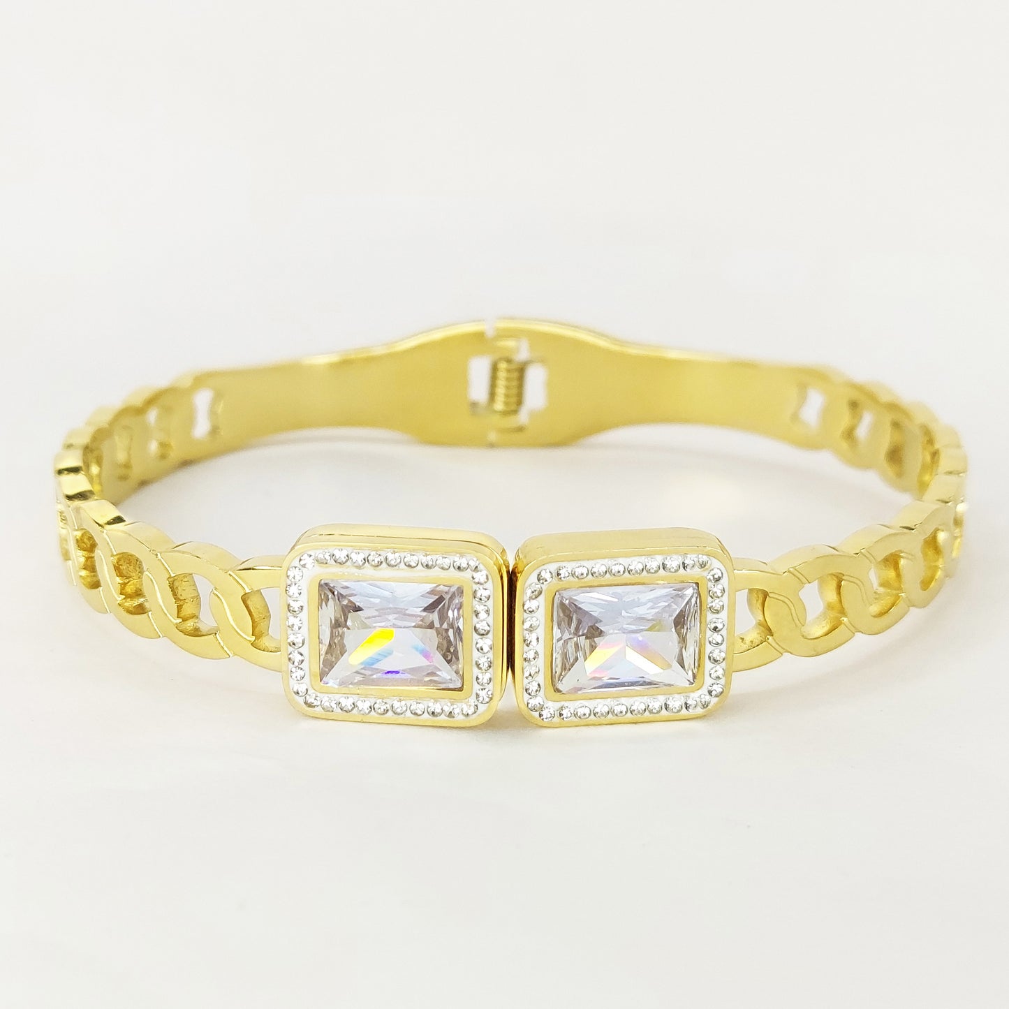 Gold Plated Zircon Contemporary American Diamond Anti Tarnish Bracelet