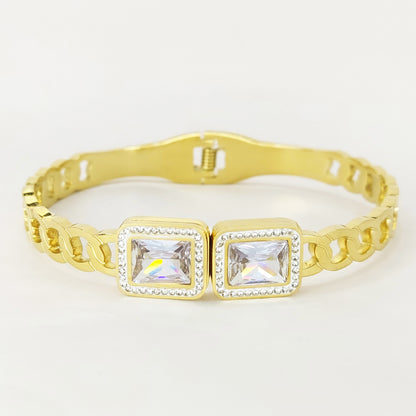 Gold Plated Zircon Contemporary American Diamond Anti Tarnish Bracelet