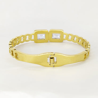 Gold Plated Zircon Contemporary American Diamond Anti Tarnish Bracelet