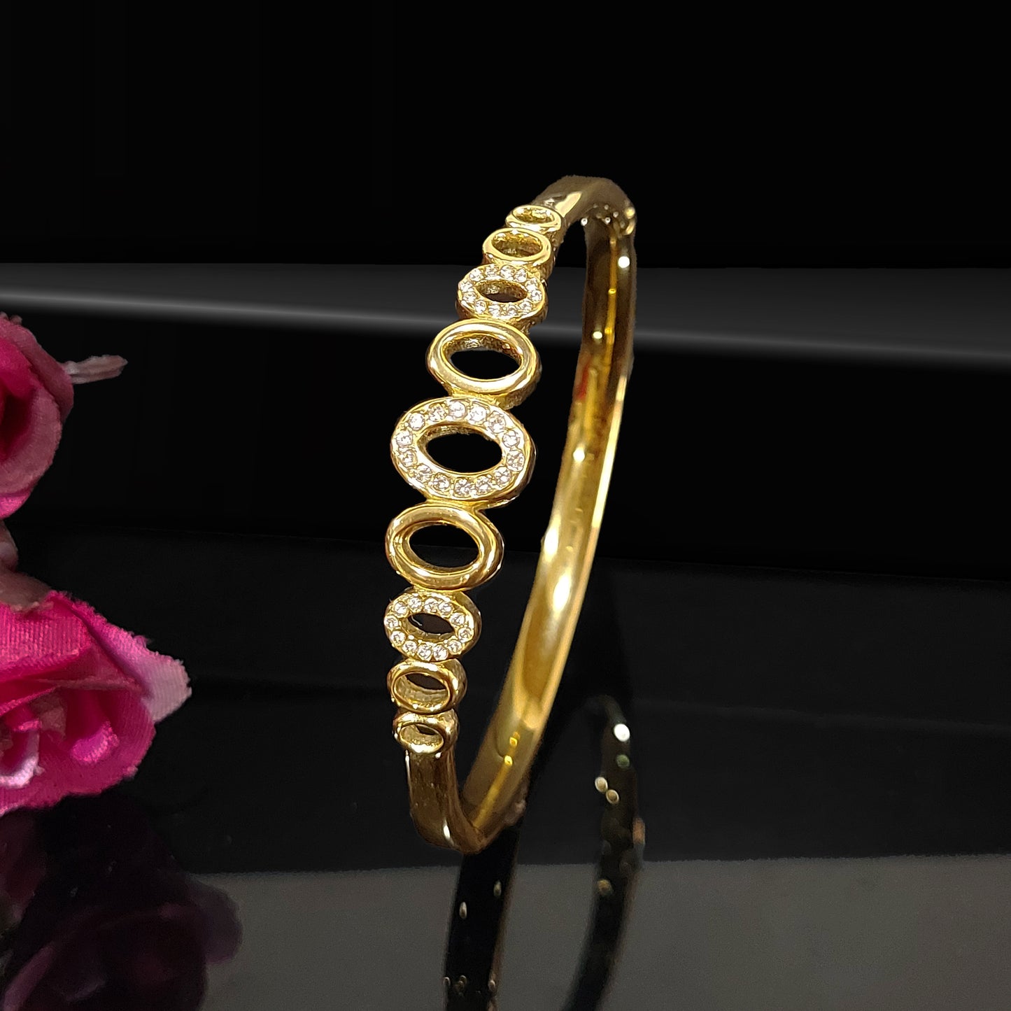 Gold Plated Dazzling American Diamond Anti Tarnish Bracelet