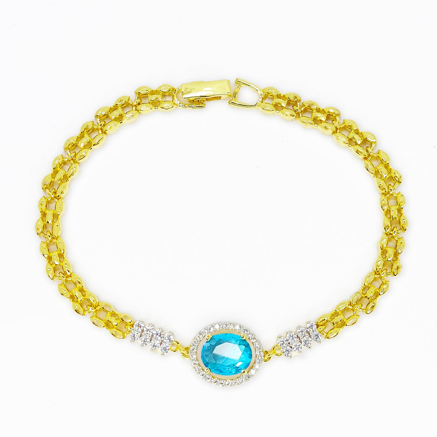 Gold Plated Round Shaped American Diamond Bracelet