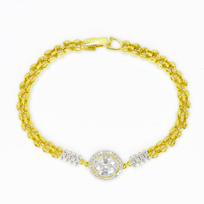 Gold Plated Round Shaped American Diamond Bracelet