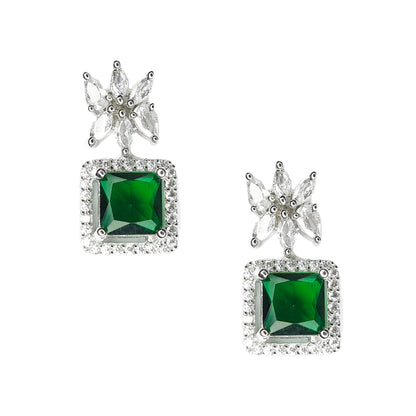 Emerald Green American Diamond Dazzling Pineapple Shaped Drop Earrings