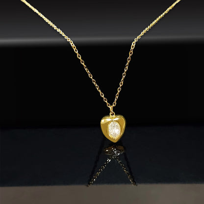 Gold Plated Anti Tarnish Elegant Heart Shaped American Diamond Studded Pendant