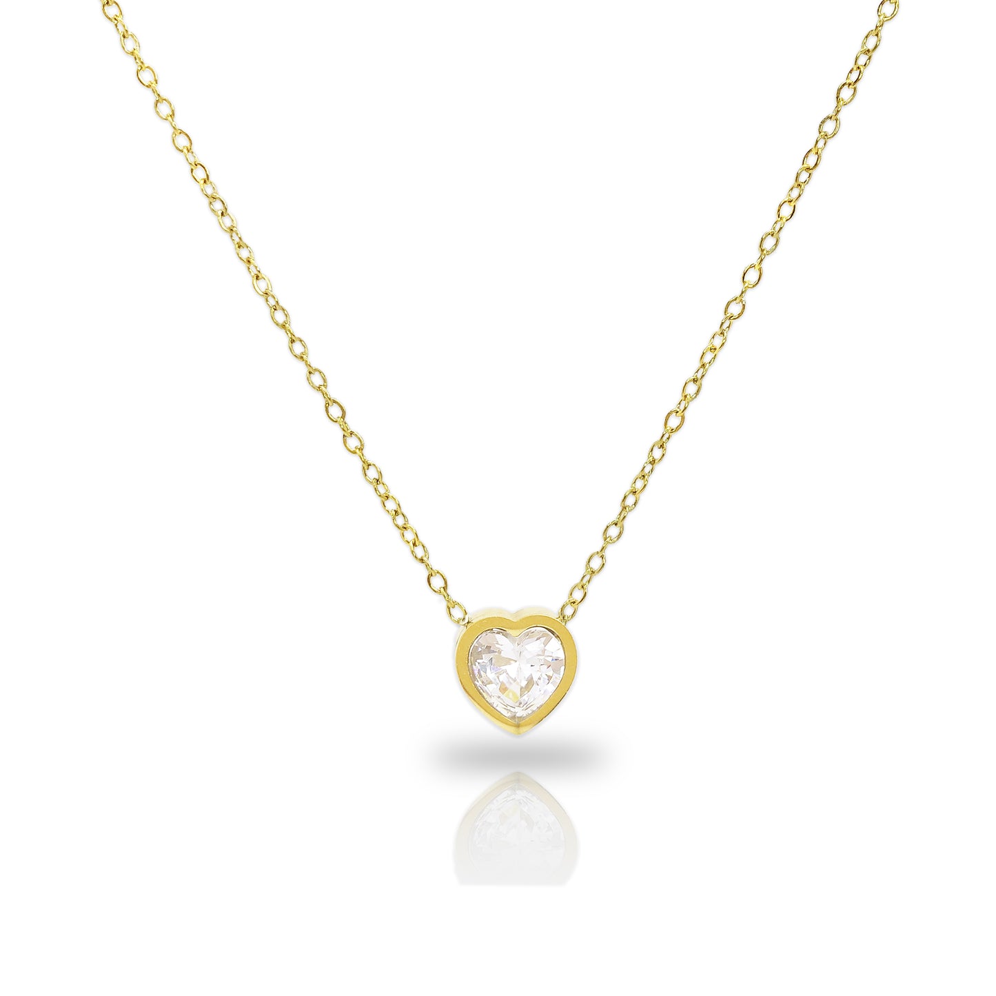 Gold Plated Anti Tarnish Elegant Heart Shaped American Diamond Pendant