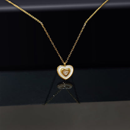 Gold Plated Stylish Anti Tarnish American Diamond MOP Heart Pendant