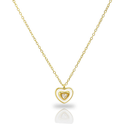 Gold Plated Stylish Anti Tarnish American Diamond MOP Heart Pendant