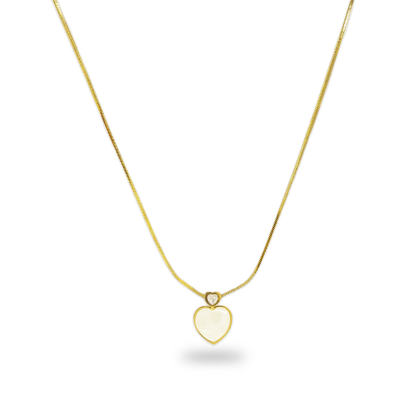 Gold Plated Stylish Anti Tarnish American Diamond MOP Heart Pendant