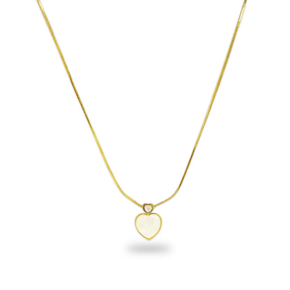 Gold Plated Stylish Anti Tarnish American Diamond MOP Heart Pendant