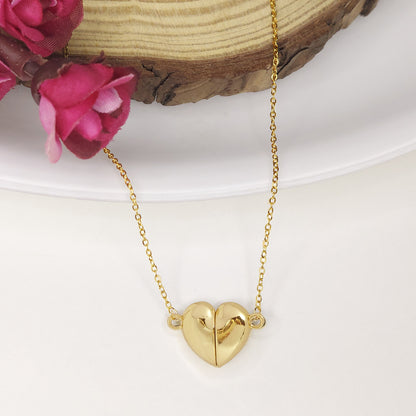 Gold Plated Anti Tarnish Elegant Heart Shaped Magnetic Pendant