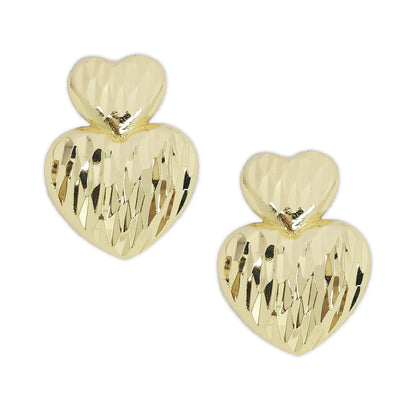 Gold Plated Anti Tarnish Sparkling Heart Shaped Drop Earrings