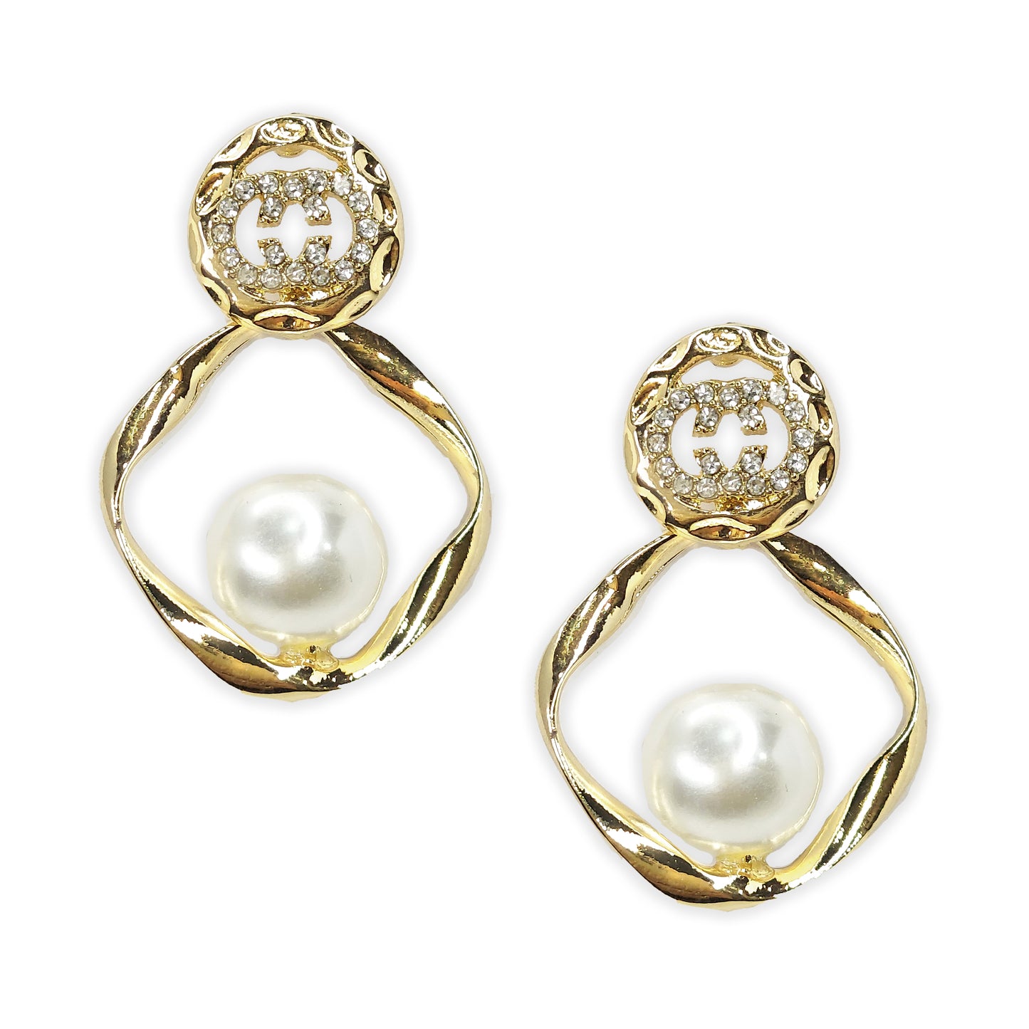 Rose Gold Plated Pearl MOP Austrian Diamond Sparkling Drop Earrings